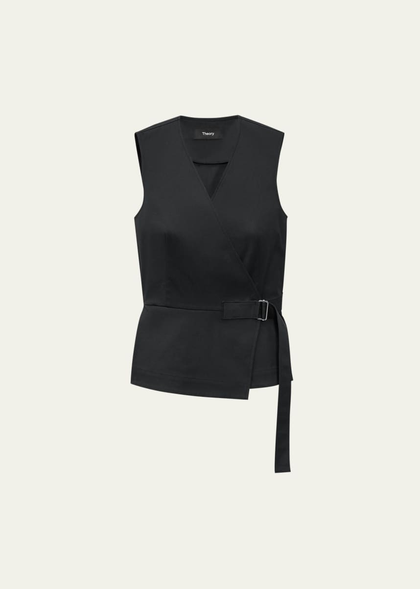 Theory Sleeveless Cotton Wrap Top