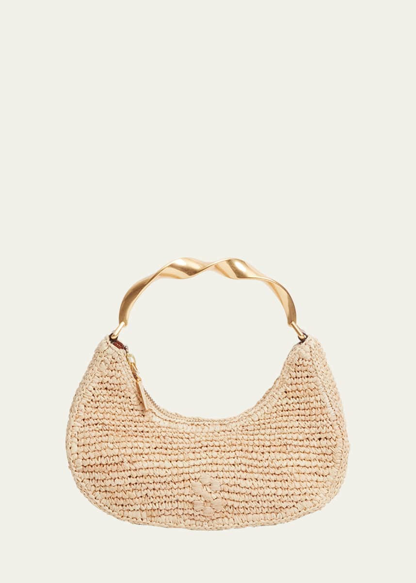 SIMKHAI Nixi Twist Raffia Top-Handle Bag