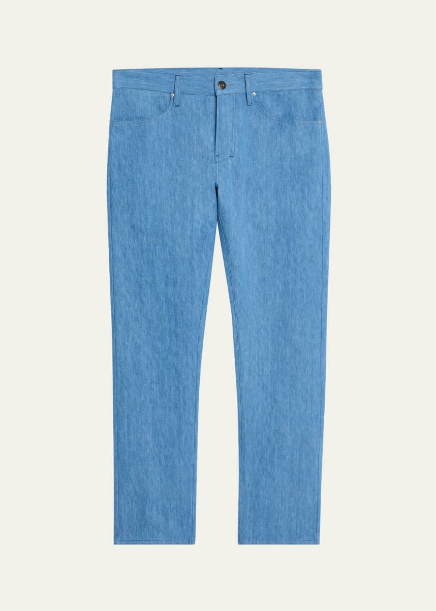 Gabriela Hearst Men's Anthony Cotton-Linen Denim Pants