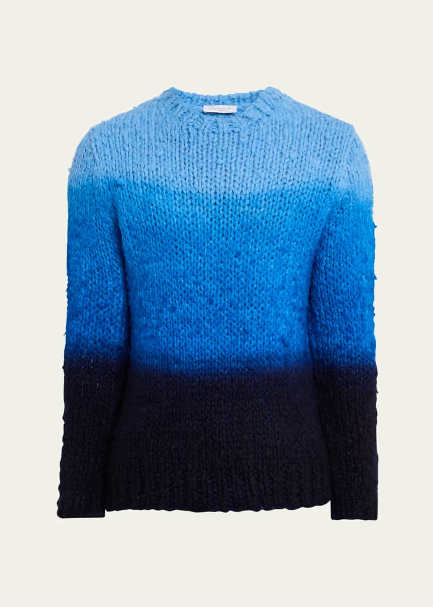 Gabriela Hearst Men's Aion Cashmere Dip-Dye Knit Crewneck Sweater