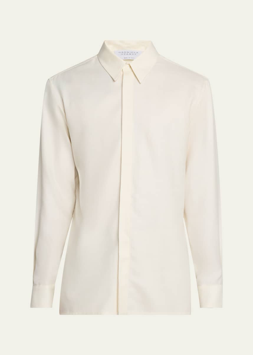 Gabriela Hearst Men's Nicolas Concealed-Placket Sport Shirt