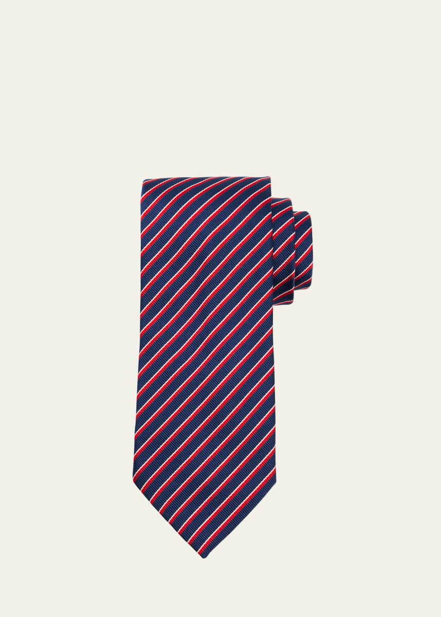 Petronius 1926 Men's Regimental Stripe Woven Silk Tie