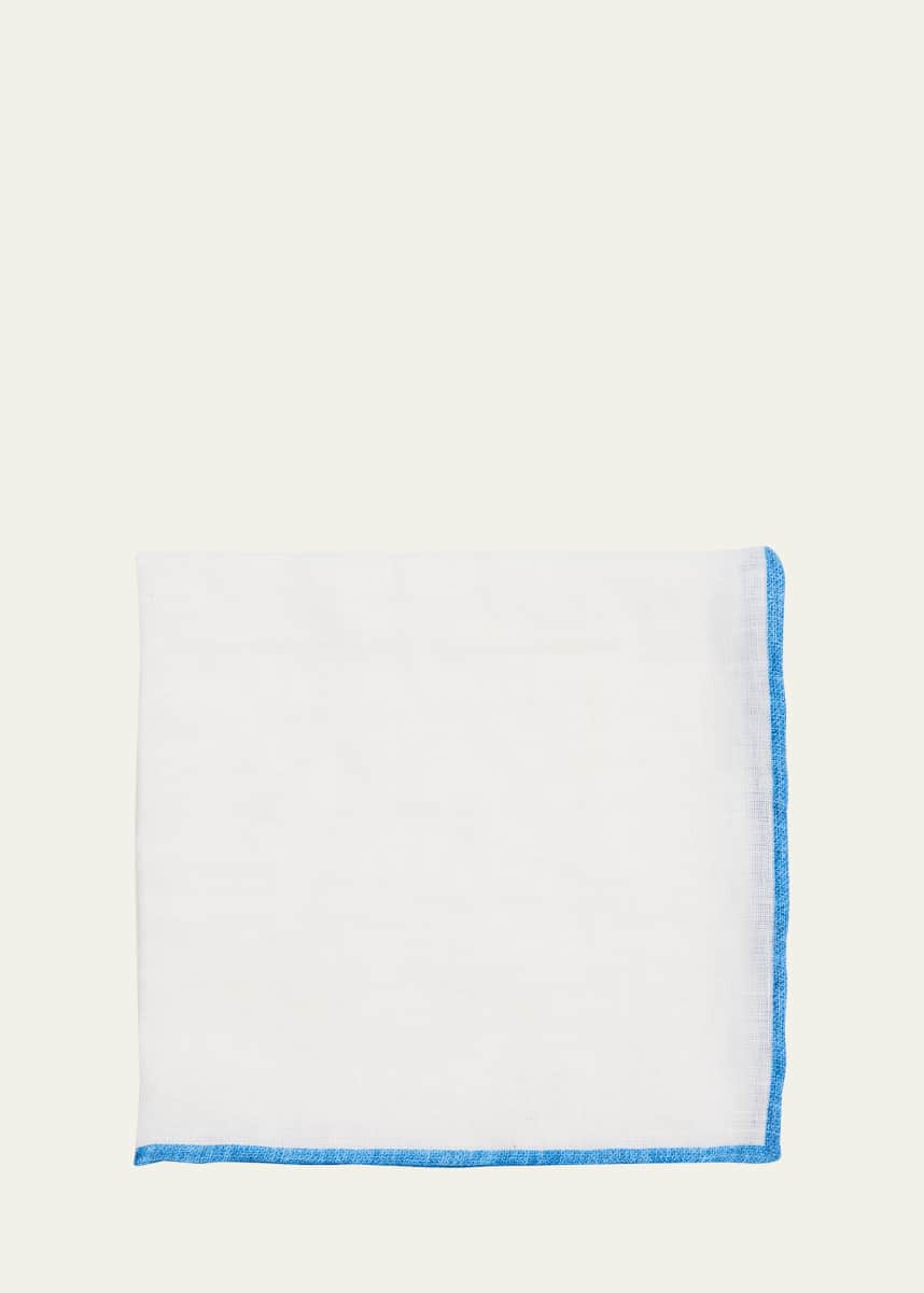 Rosi Collection Men's Linen Contrast-Trim Pocket Square