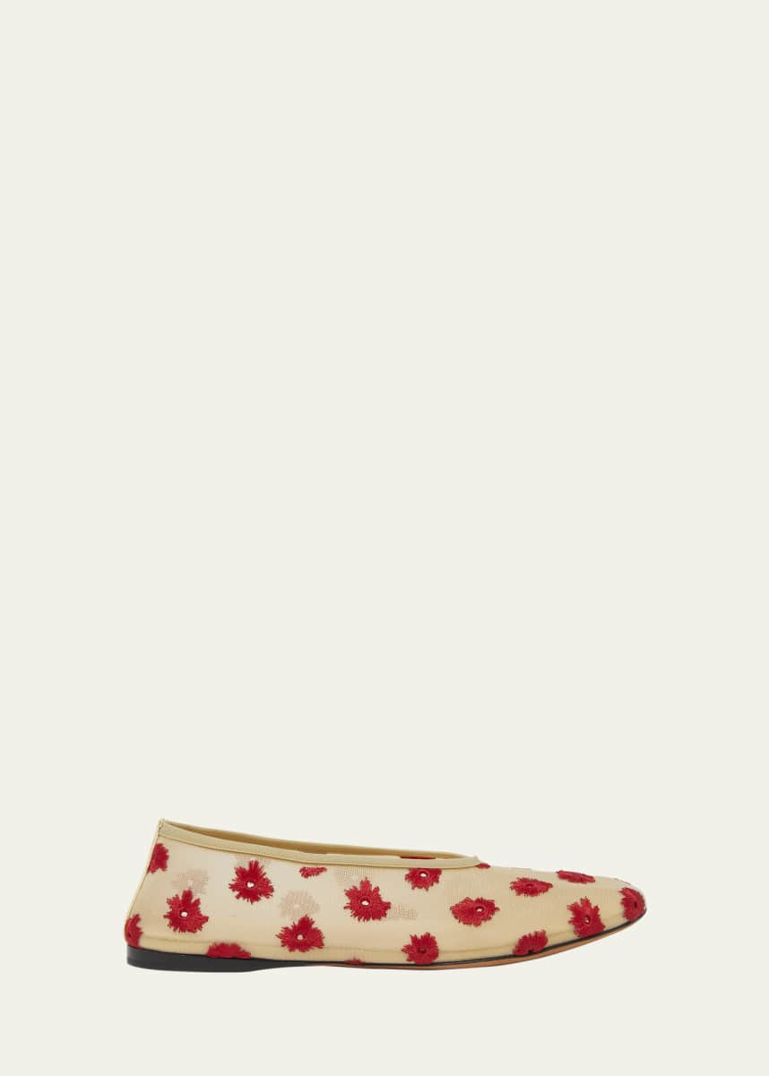 Proenza Schouler Tee Mesh Embroidered Ballet Flats