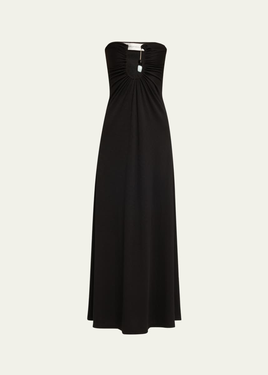 Christopher Esber Helix Crystal Ribbed Strapless Dress