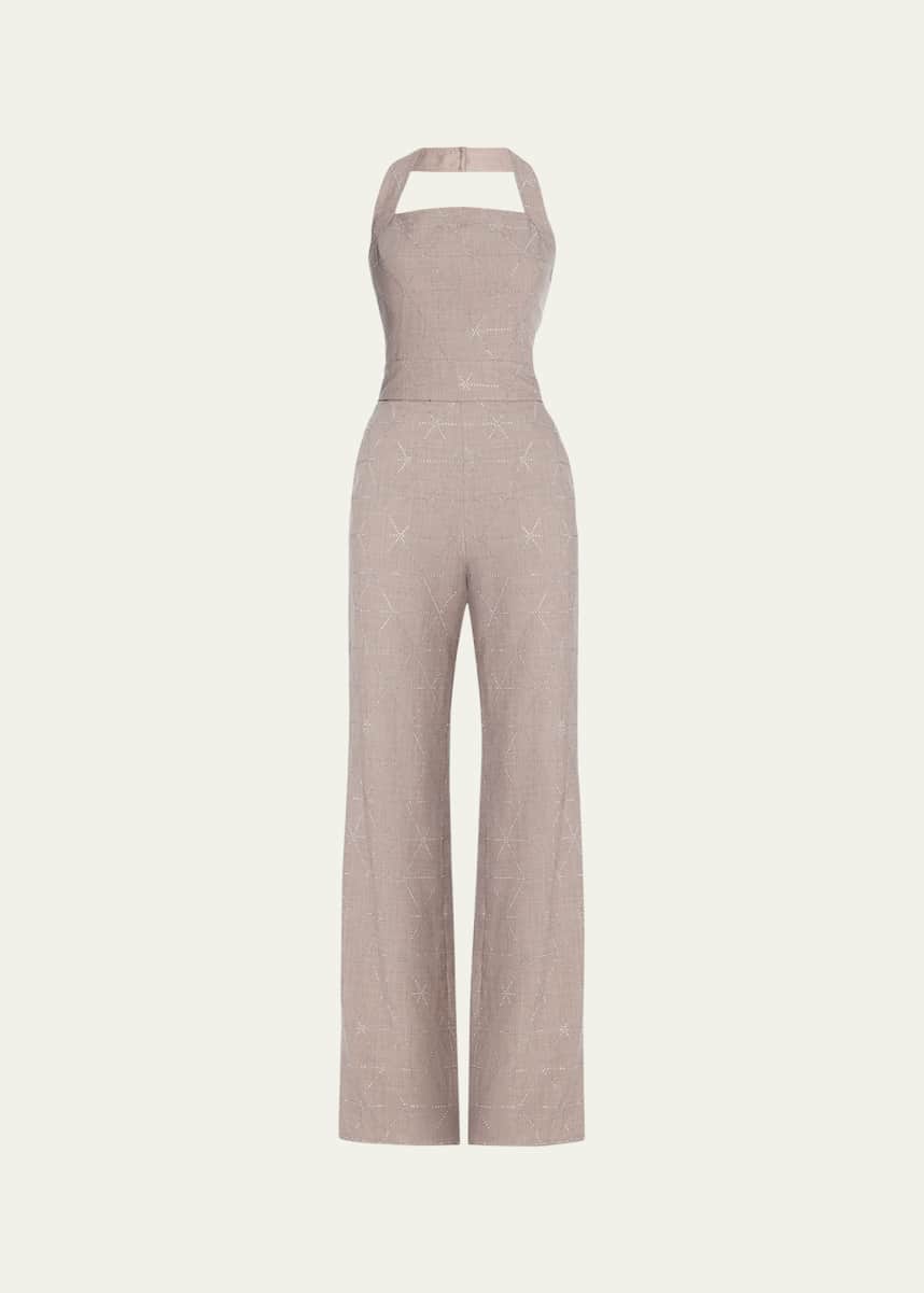 Ramy Brook Cyprus Embellished Halter Jumpsuit