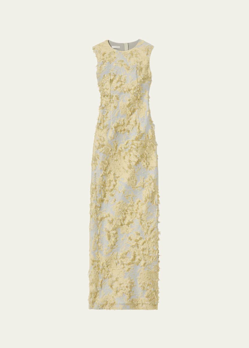 Lafayette 148 New York Sleeveless Metallic Fringe Jacquard Gown