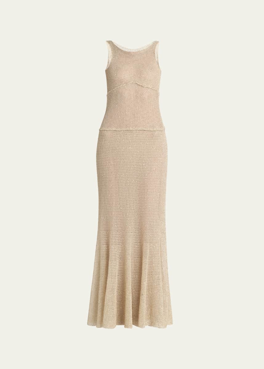 Giorgio Armani Long Metallic Backless Gown