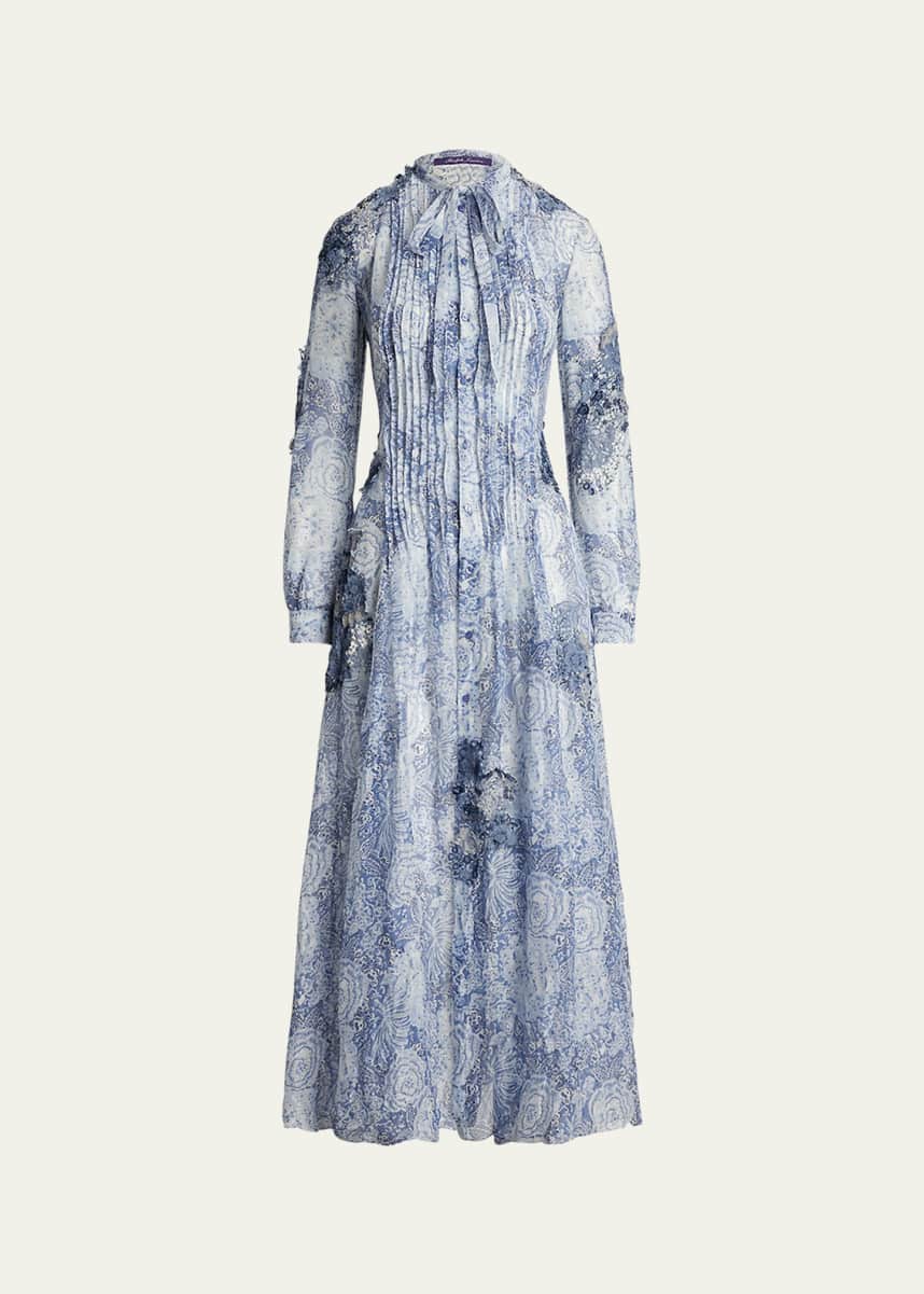 Ralph Lauren Collection Hannes Floral Print Gauze Maxi Dress