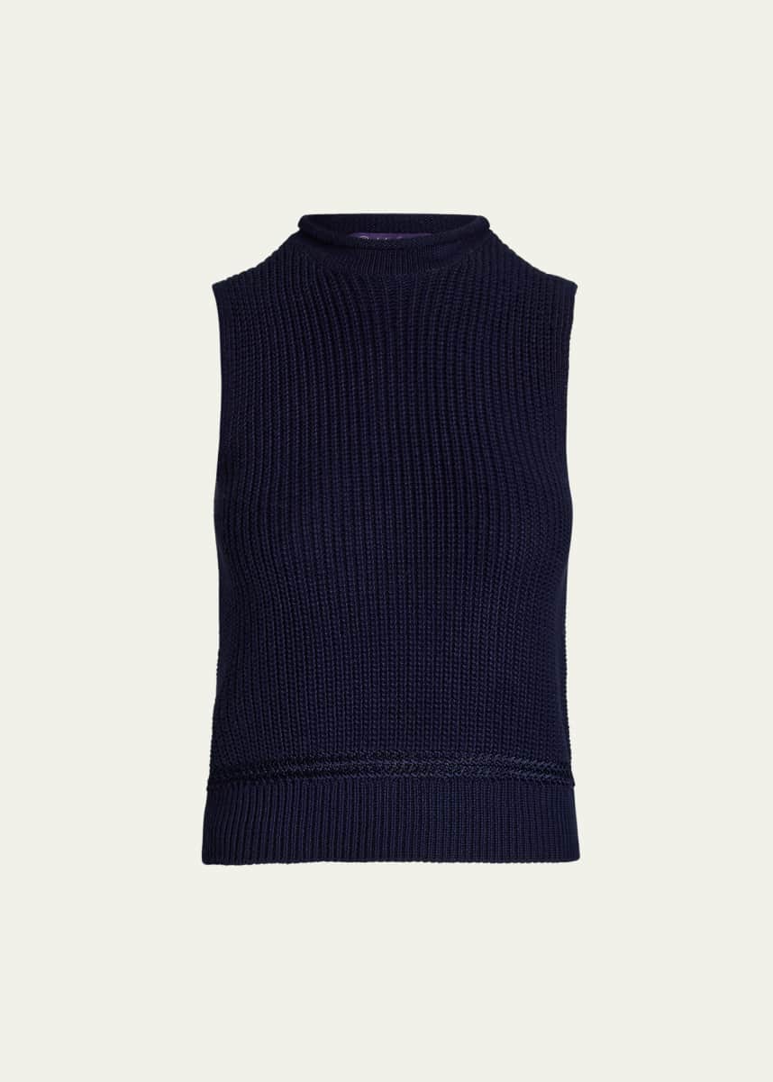 Ralph Lauren Collection Rollneck Ribbed Sleeveless Sweater