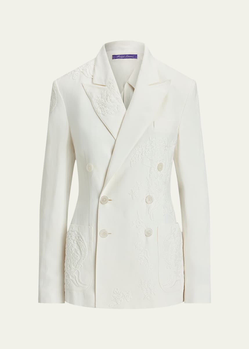 Ralph Lauren Collection Collen Embroidered Double-Breasted Jacket