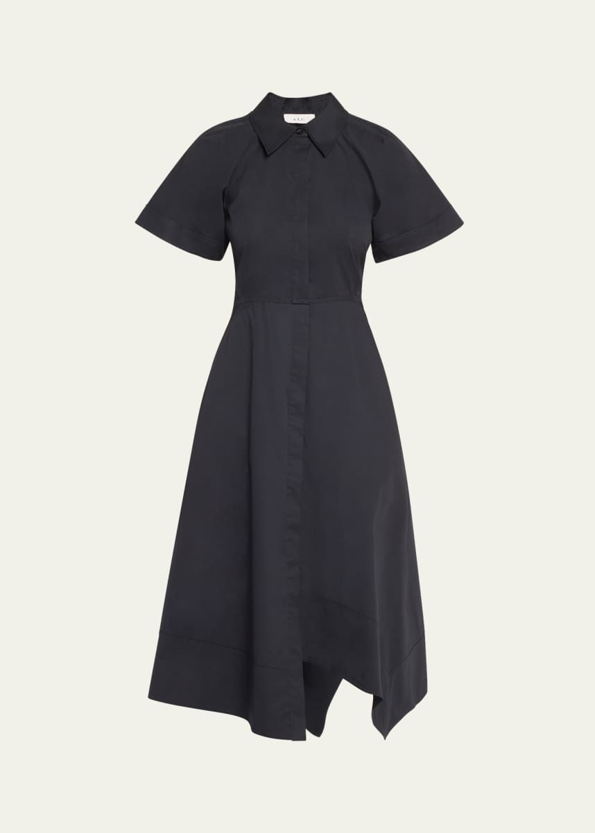 A.L.C. Julianna Short-Sleeve A-Line Cotton Midi Dress