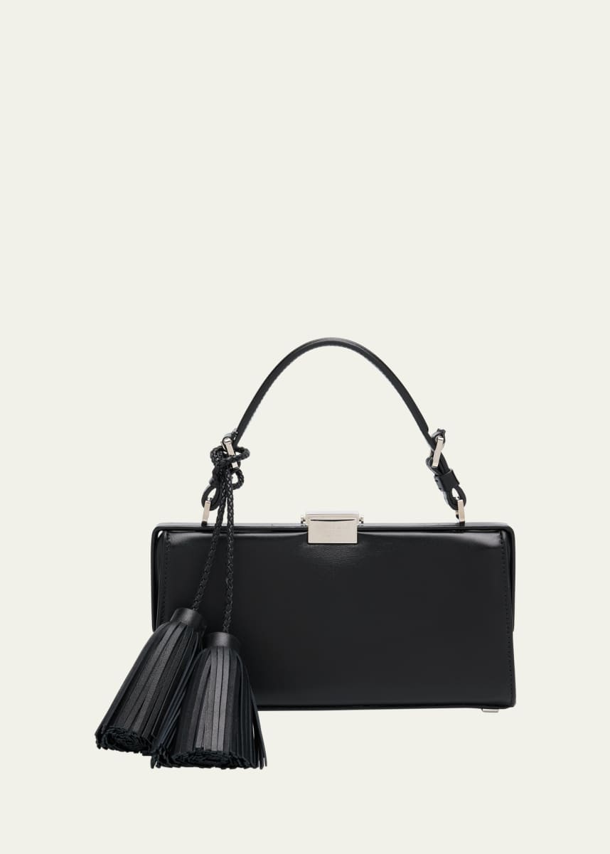 Michael Kors Gwyneth Frame Tassel Leather Top-Handle Bag