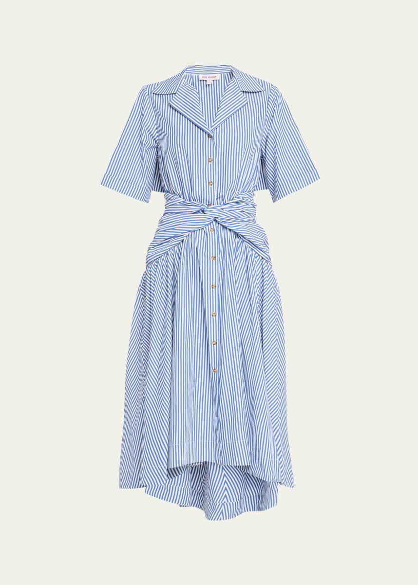 Rosie Assoulin Striped Tie High-Low Shirtdress