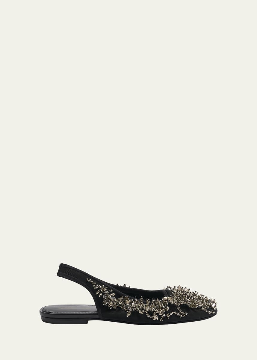 Dries Van Noten Beaded Nylon Slingback Ballerina Flats