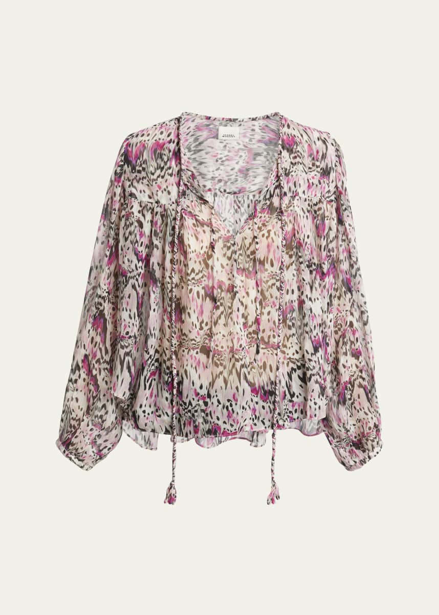 Isabel Marant Ametissa Printed Drawcord Silk Top