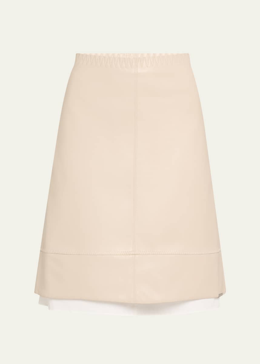 SIMKHAI Aubria Layered Faux Leather Skirt