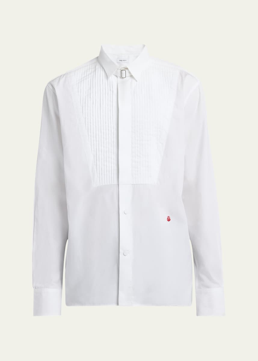 McQueen Men's Poplin Tuxedo Shirt with Wing Collar