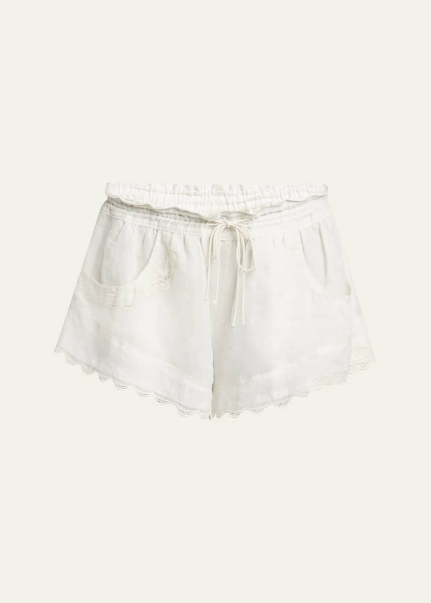 Isabel Marant Lola Ladder Stitch Scallop Drawstring Shorts