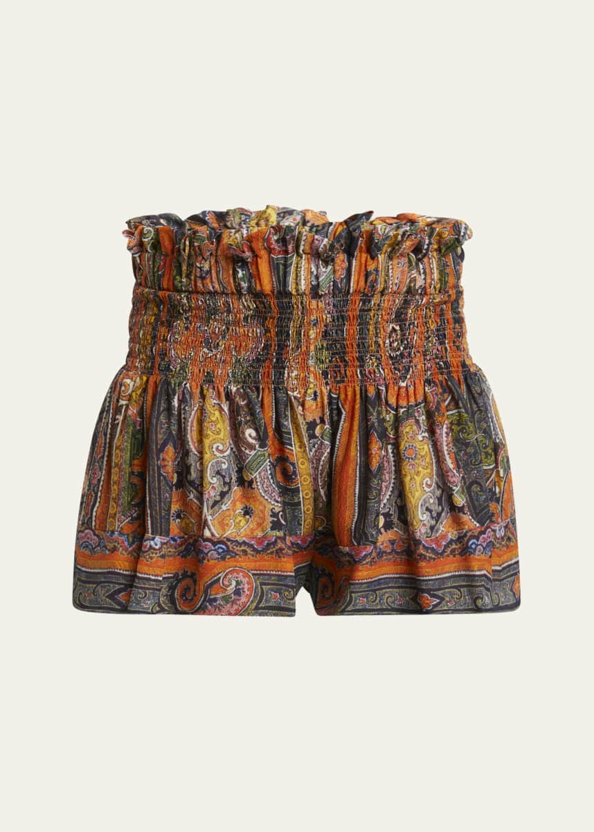 Isabel Marant Maelly Paisley Wide Silk Shorts