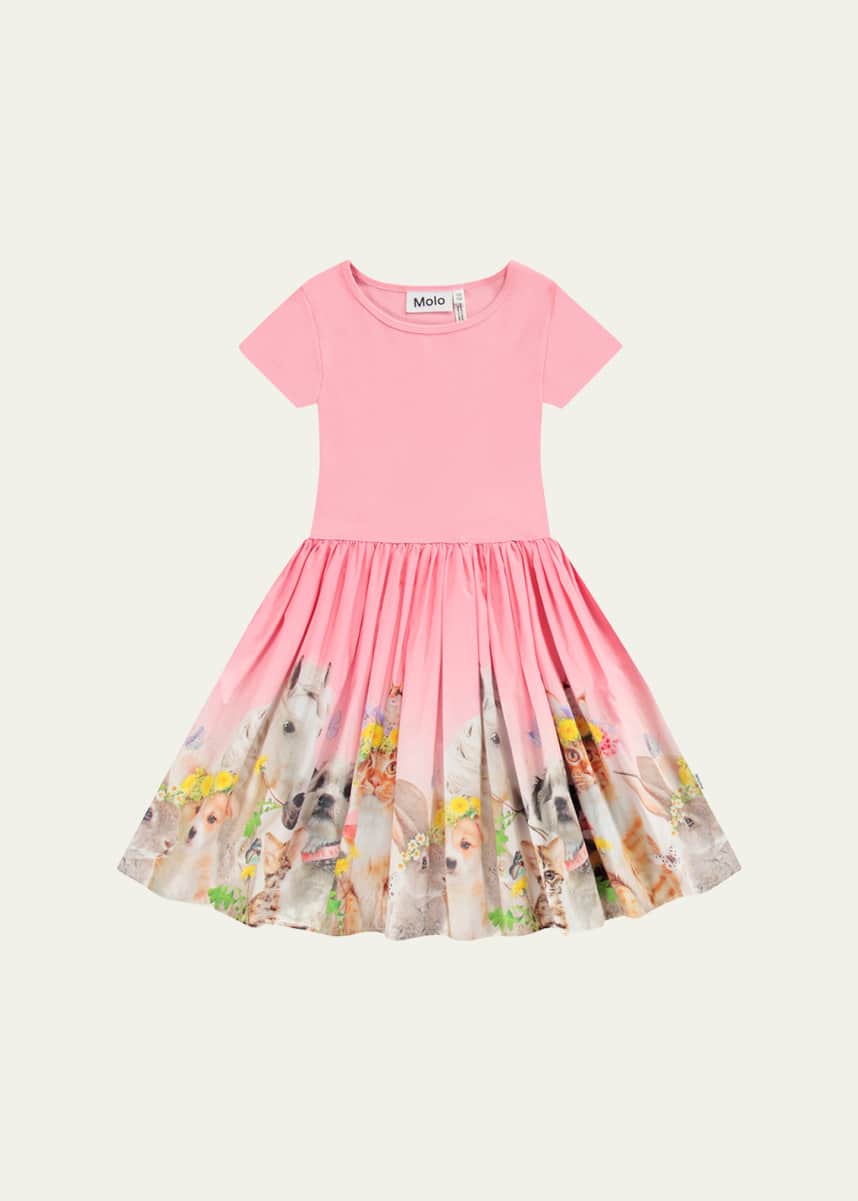 Molo Girl's Cissa Animal-Print Como Dress, Size 7-10