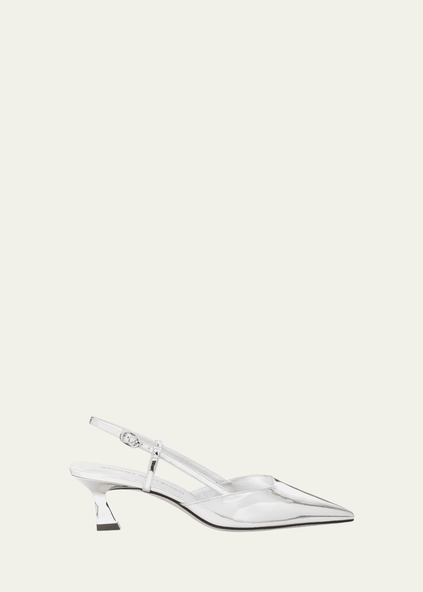 Stuart Weitzman Vinnie Metallic Kitten Slingback Pumps