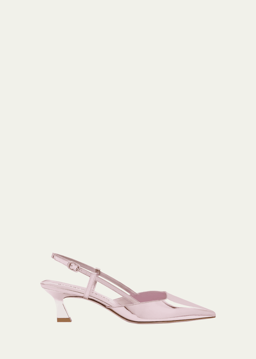 Stuart Weitzman Vinnie Metallic Kitten Slingback Pumps