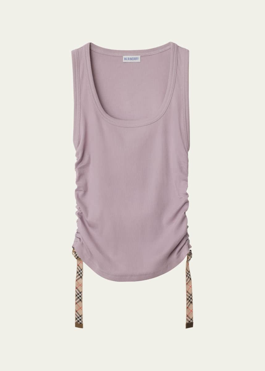 Burberry Ruched Drawstring Cotton Tank Top