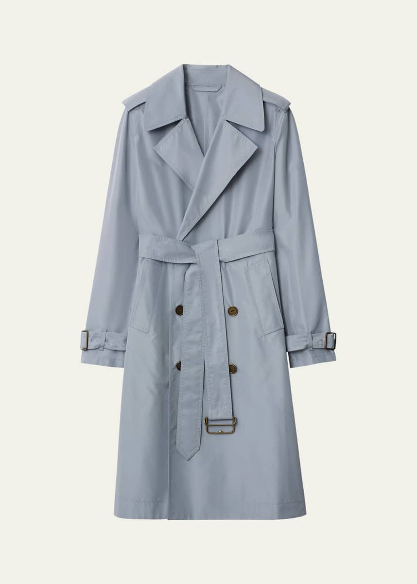 Burberry Belted Double-Breast Silk Trench Coat