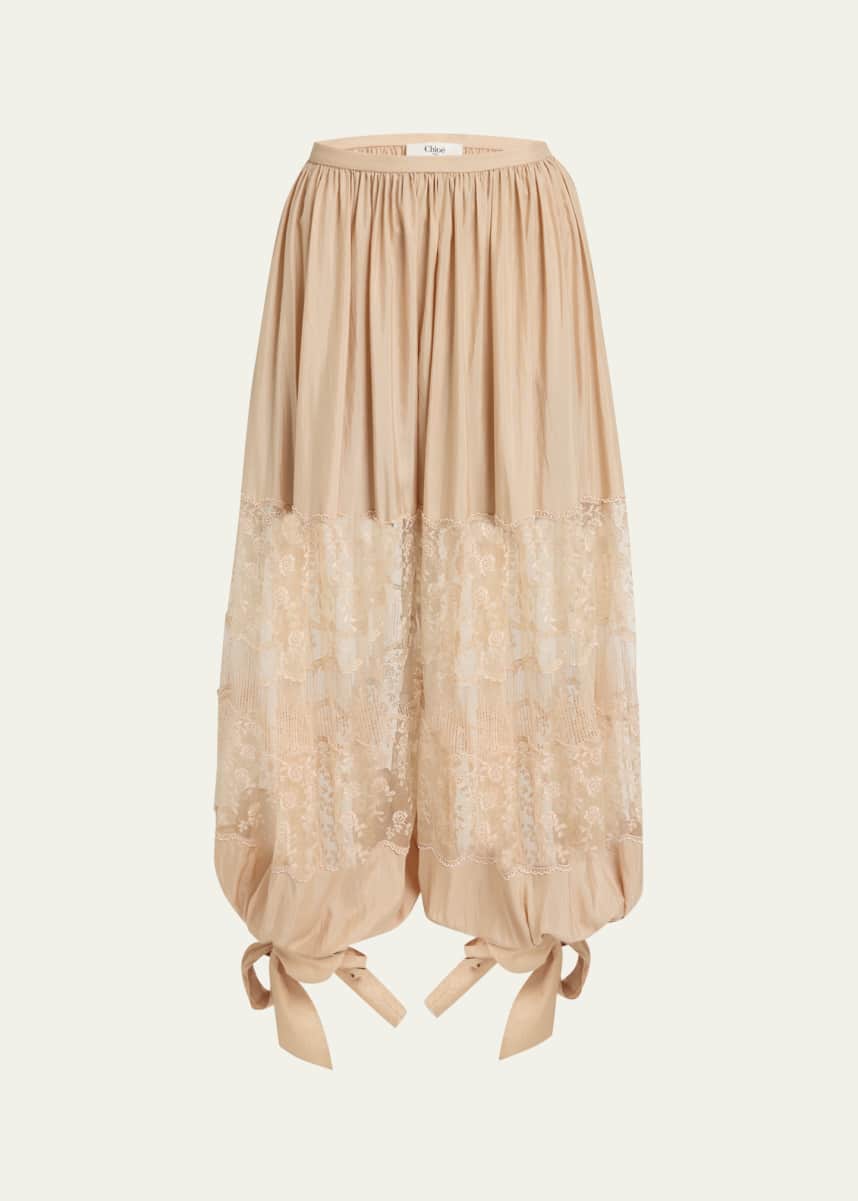 Chloe Lace Tie-Cuff Balloon Pants