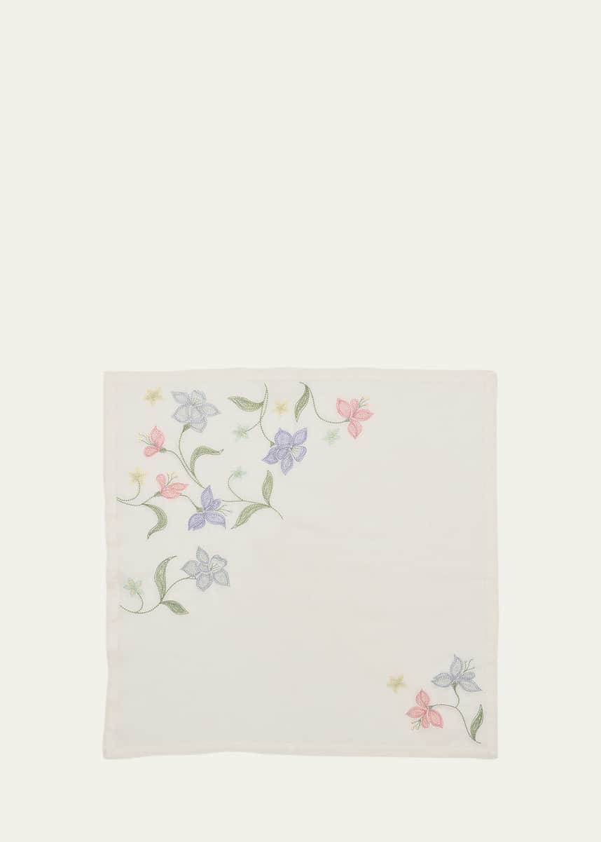 Kim Seybert Vista Flower Embroidered Linen Napkin