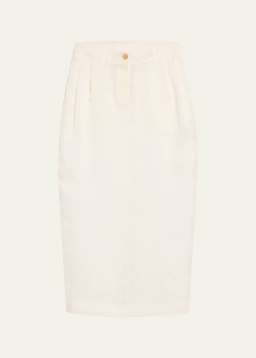 Khaite Lucian Long Pleated Silk Skirt