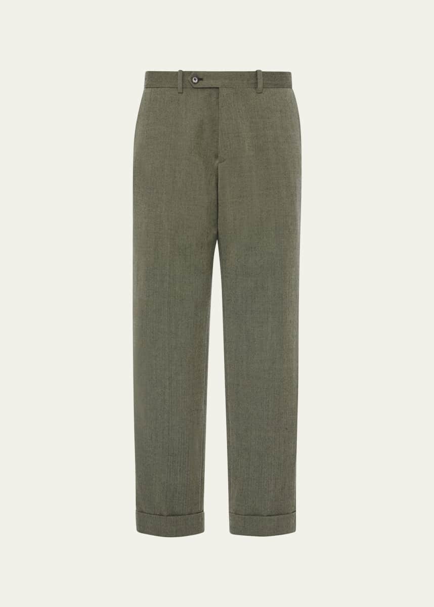 THE ROW Men's Seth Grey Melange Straight-Leg Trousers