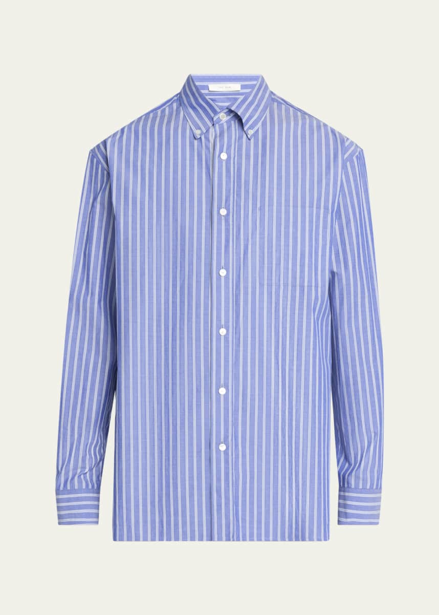 THE ROW Men's Bresson Striped Poplin Sport Shirt