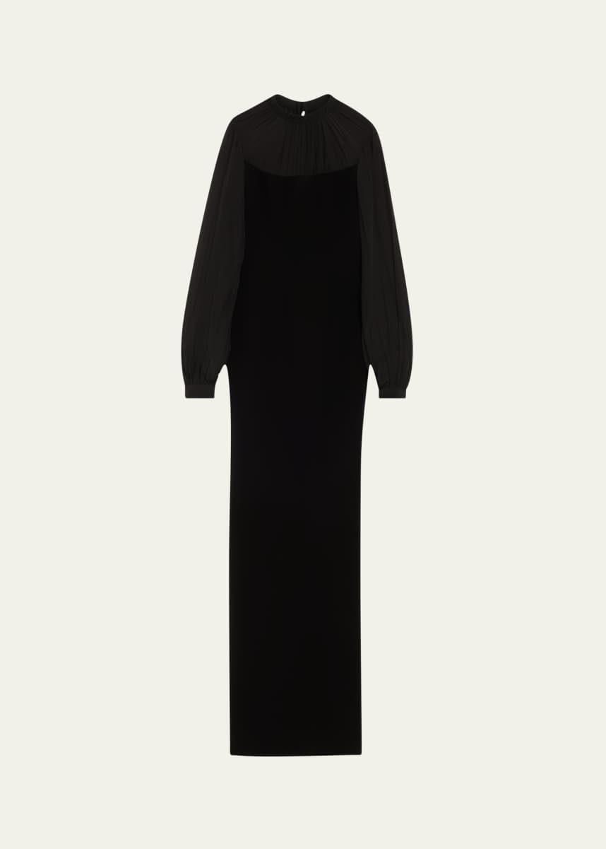 Gaurav Gupta Draped Chiffon Column Crepe Gown