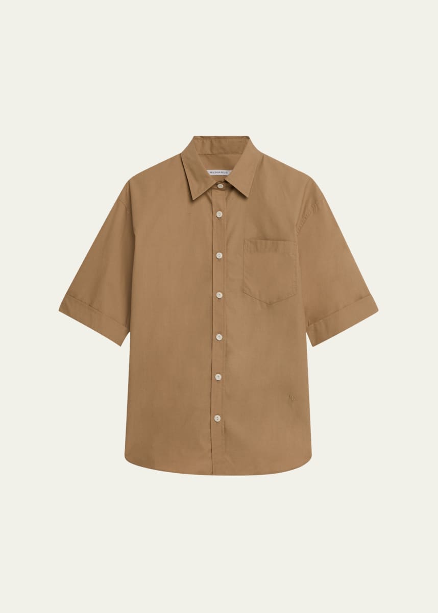 MARIA MCMANUS Oversized Short-Sleeve Cotton Twill Shirt