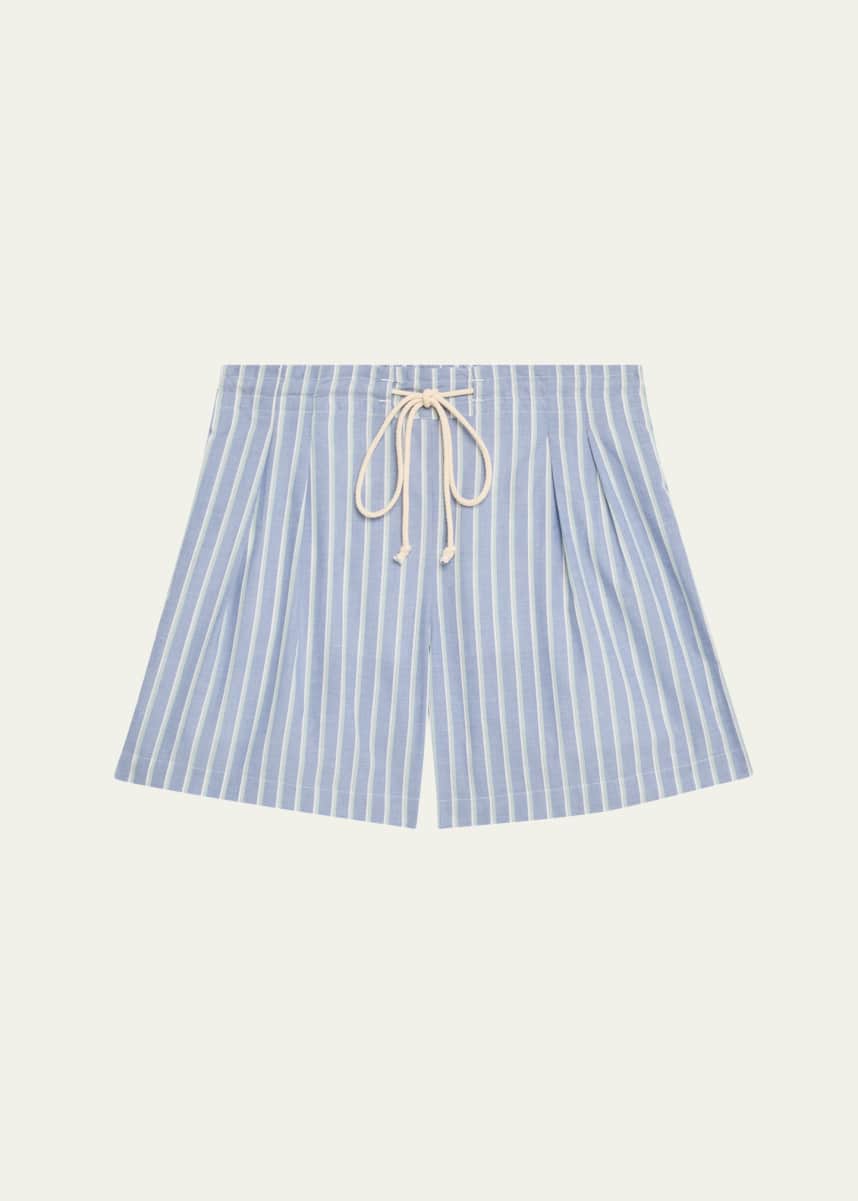 MARIA MCMANUS Drawstring Striped Organic Cotton Shorts