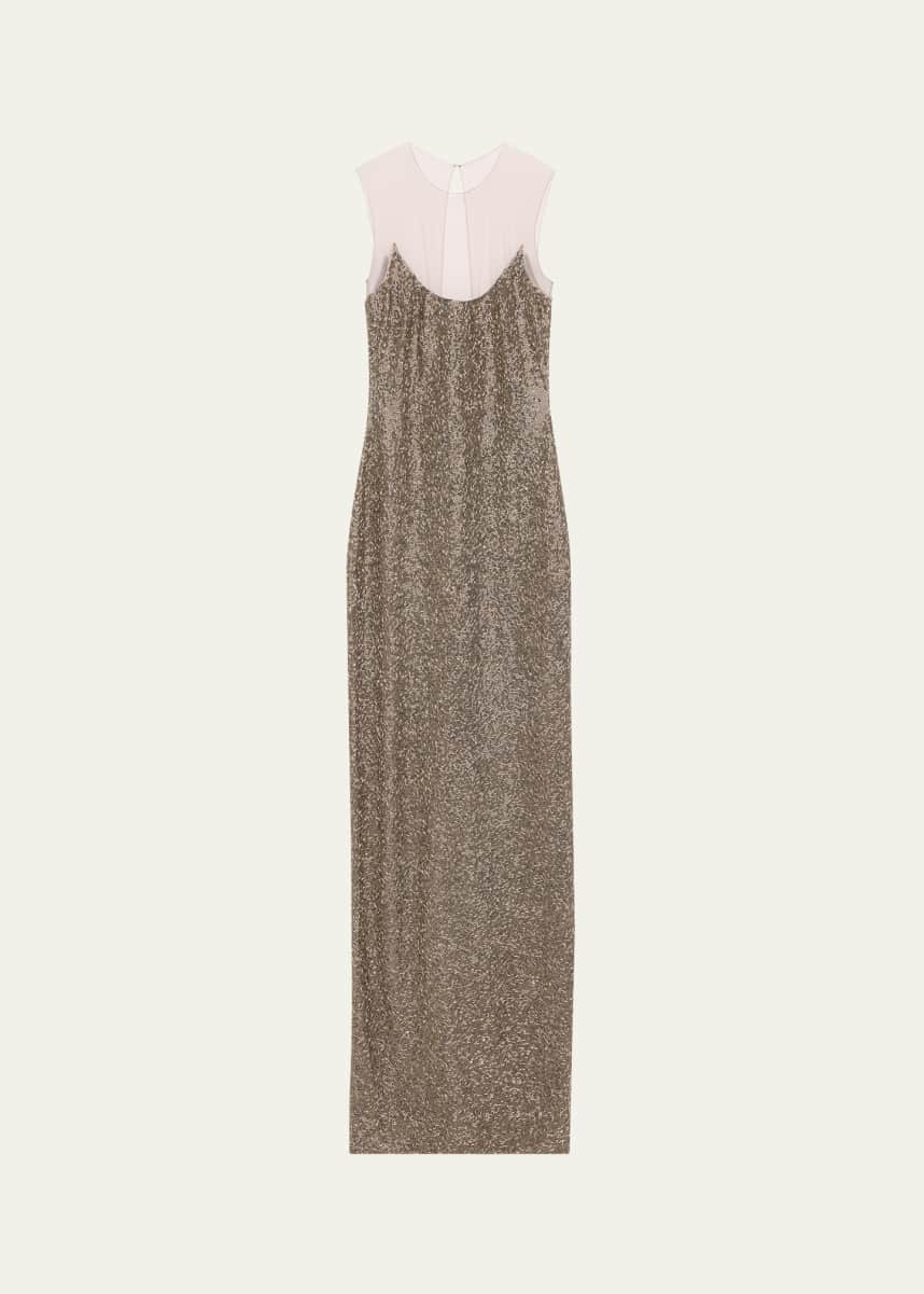 Naeem Khan Beaded Illusion Neckline Gown