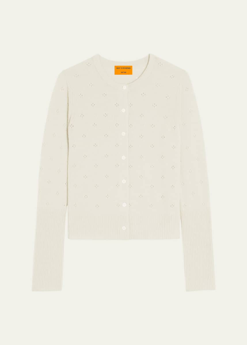 Guest in Residence Jane Pointelle-Knit Cashmere Cardigan