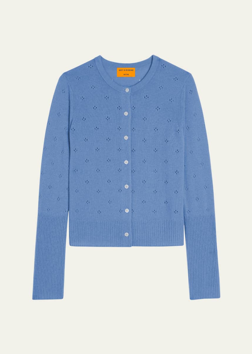 Guest in Residence Jane Pointelle-Knit Cashmere Cardigan