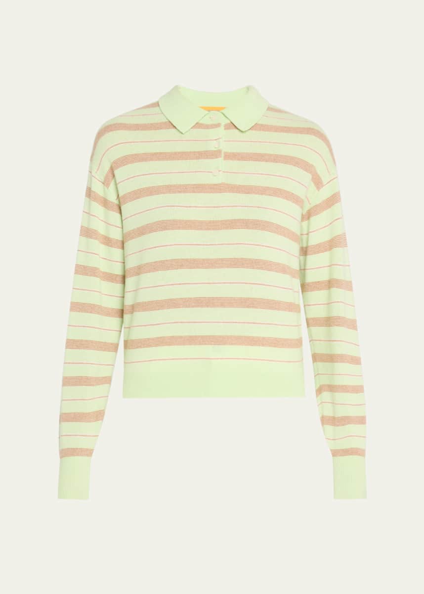 Guest in Residence Collegiate Stripe Cashmere Polo