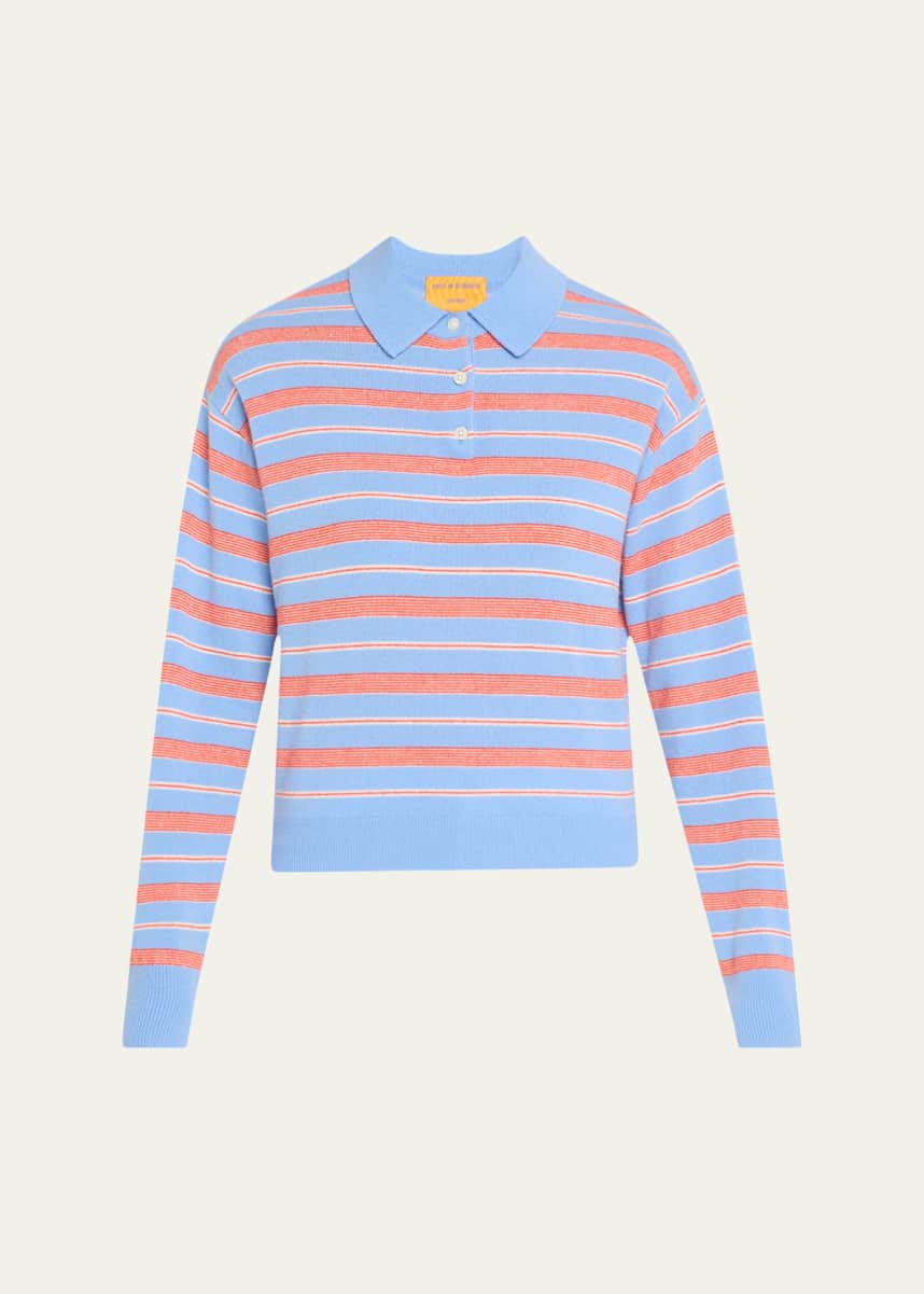 Guest in Residence Collegiate Stripe Cashmere Polo
