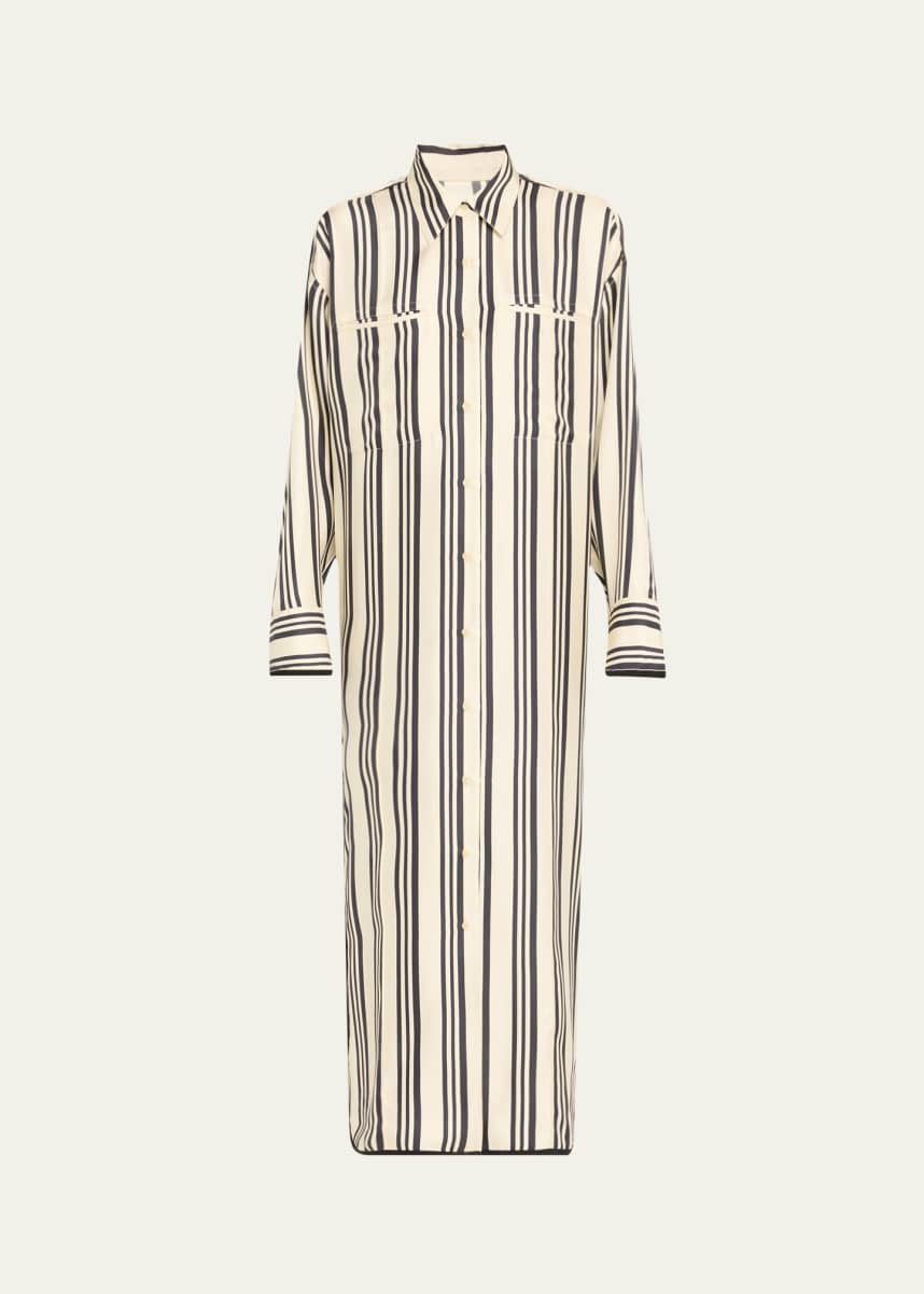 Heirlome Viviana Stripe Maxi Silk Shirtdress
