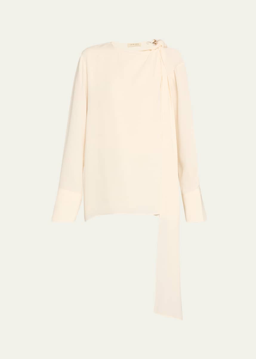 Heirlome Coco Tie-Shoulder Silk Blouse