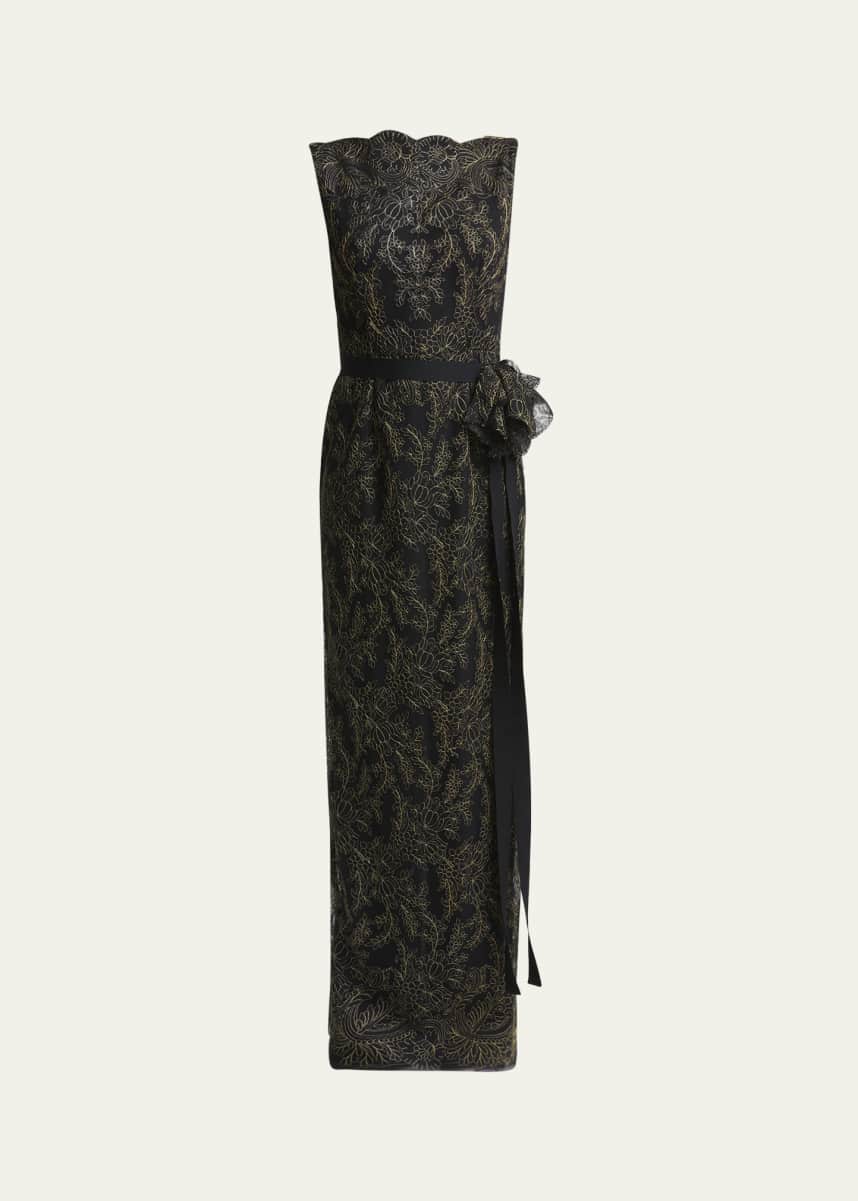 Erdem Sleeveless Pencil Embroidered Gown