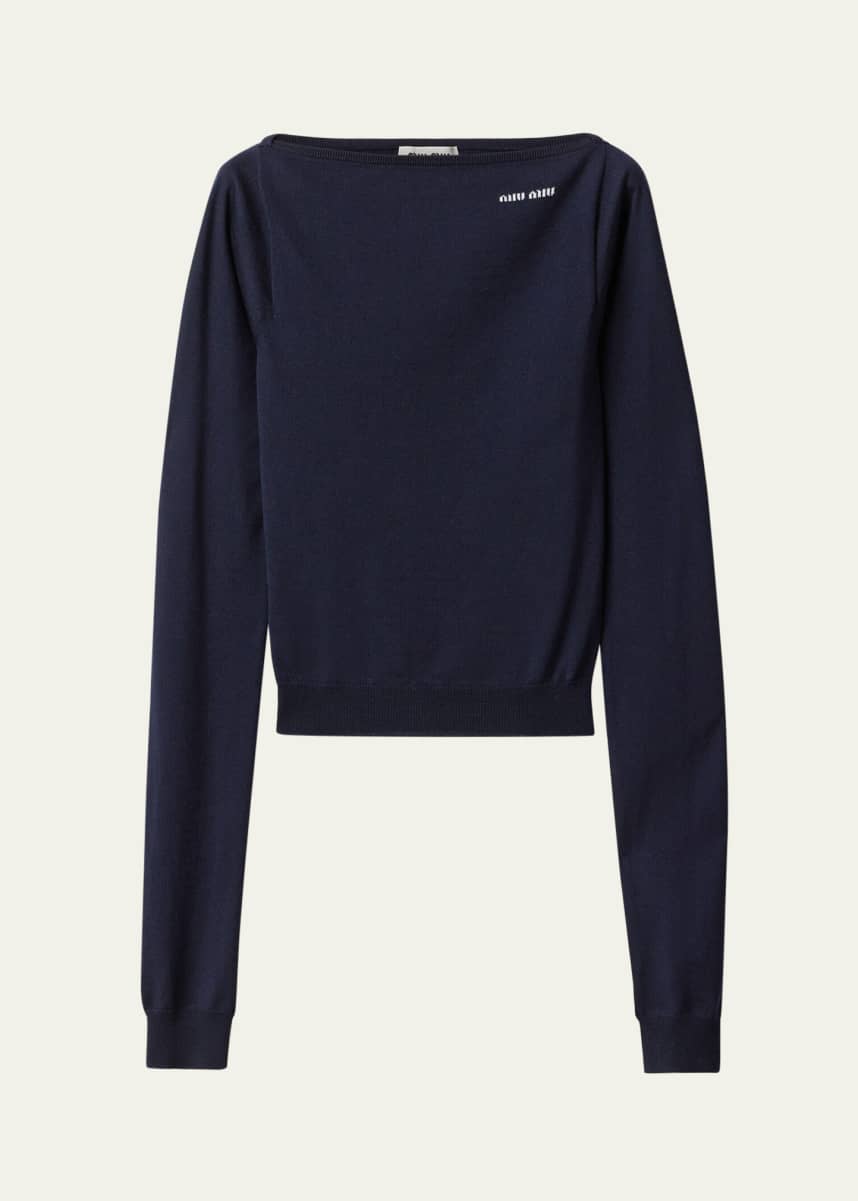 Miu Miu Long-Sleeve Boat-Neck Sweater