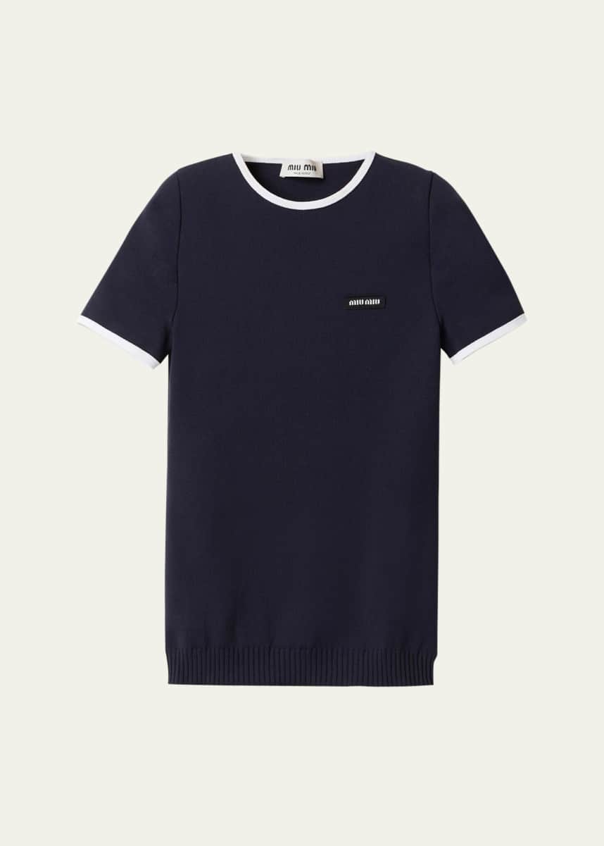 Miu Miu Short-Sleeve Crewneck Top