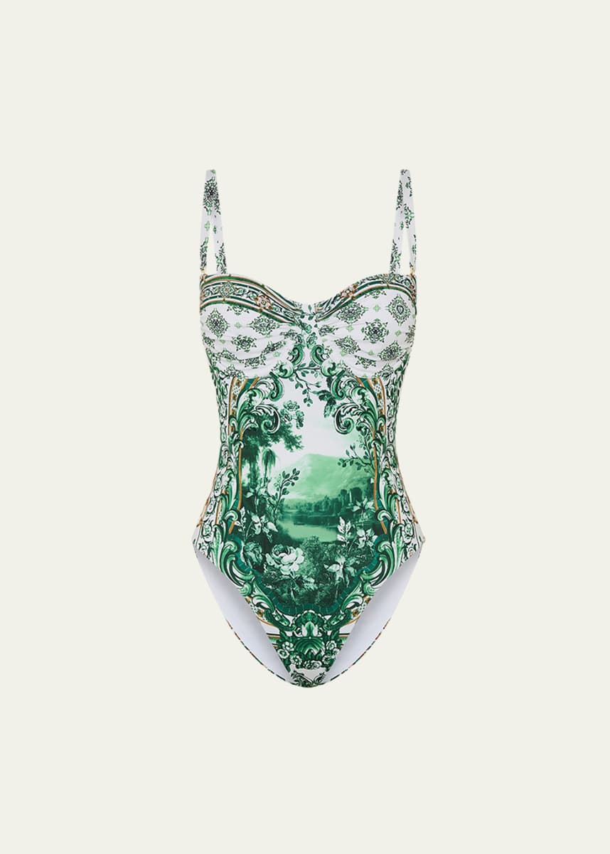 Camilla Corridor of Calm Ruched Cup Underwire One-Piece Swimsuit