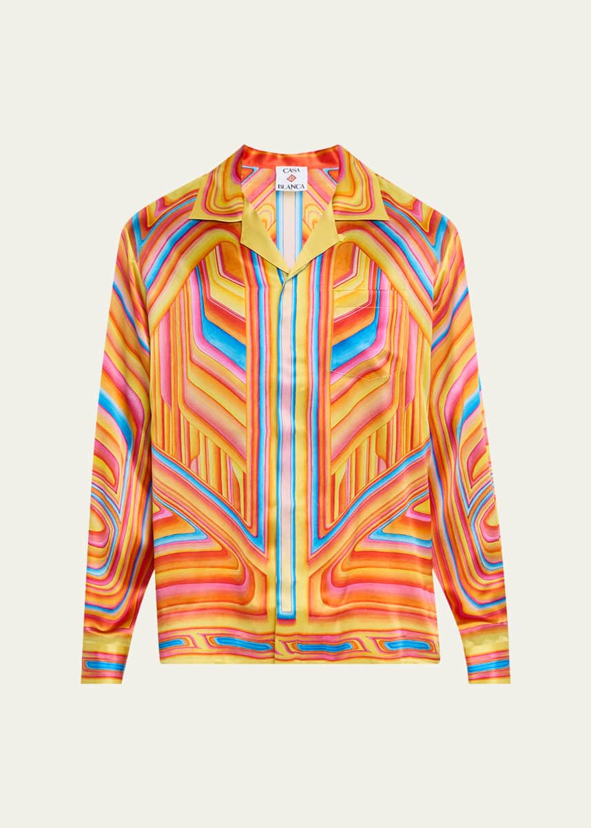 CASABLANCA Men's Low Rider Silk Camp Shirt