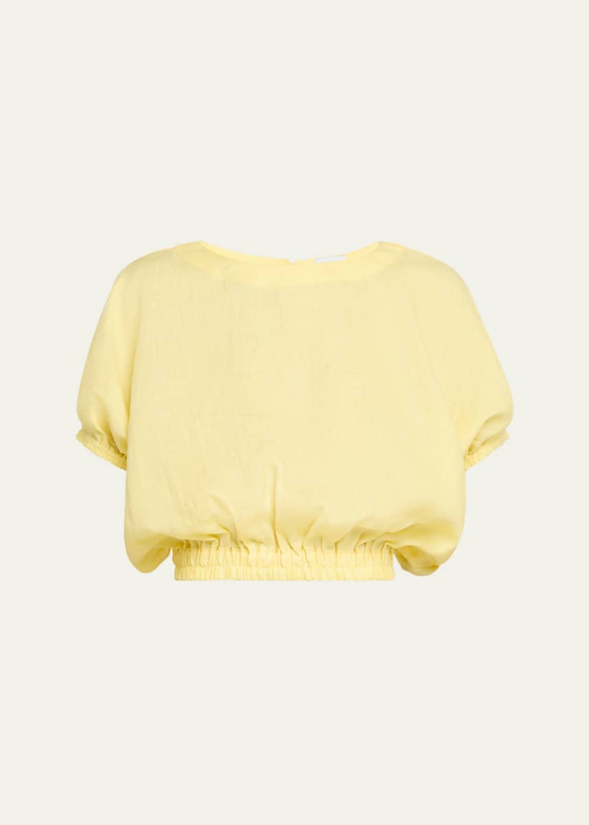 AEXAE Cropped Short-Sleeve Linen Top
